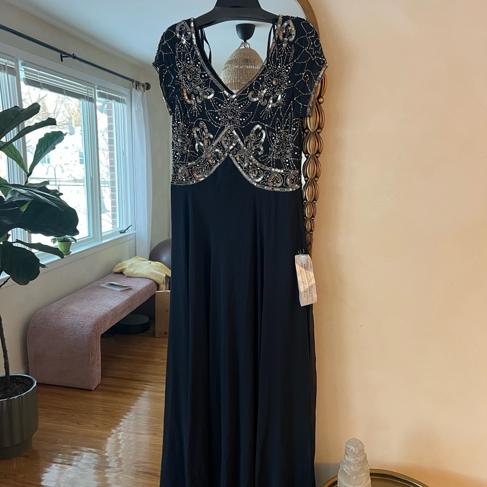 J Kara Evening Gown. Beaded/ Navy/ Size 12.